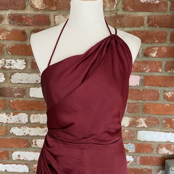 Significant Other Gracie One-Shoulder Cocktail Maxi Dress New Size 6 Burgundy - Picture 3 of 11